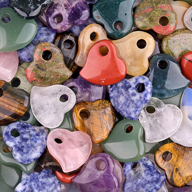 2pcs Minimalist Natural Stone Heart Pendant Set